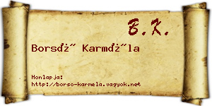 Borsó Karméla névjegykártya